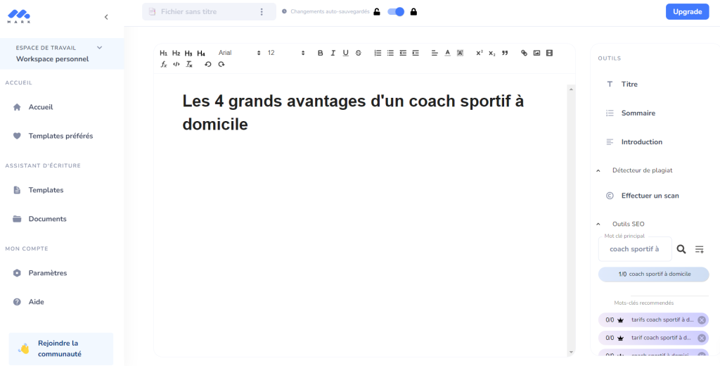 Interface de MarkCopy